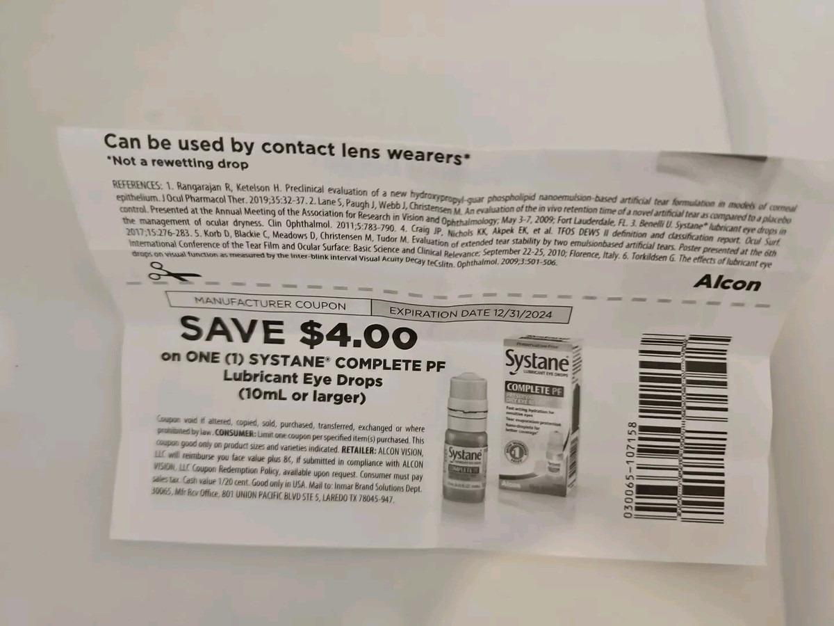 1 4 OTC Coupons Systane Eye Drops Expire 12 31 2024 4Savings EBay