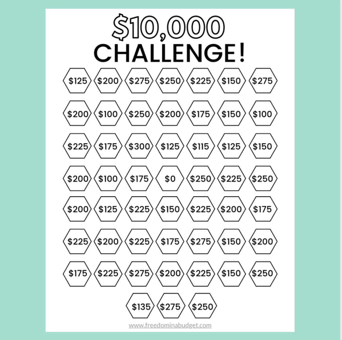  10 000 Challenge Printable Freedom In A Budget