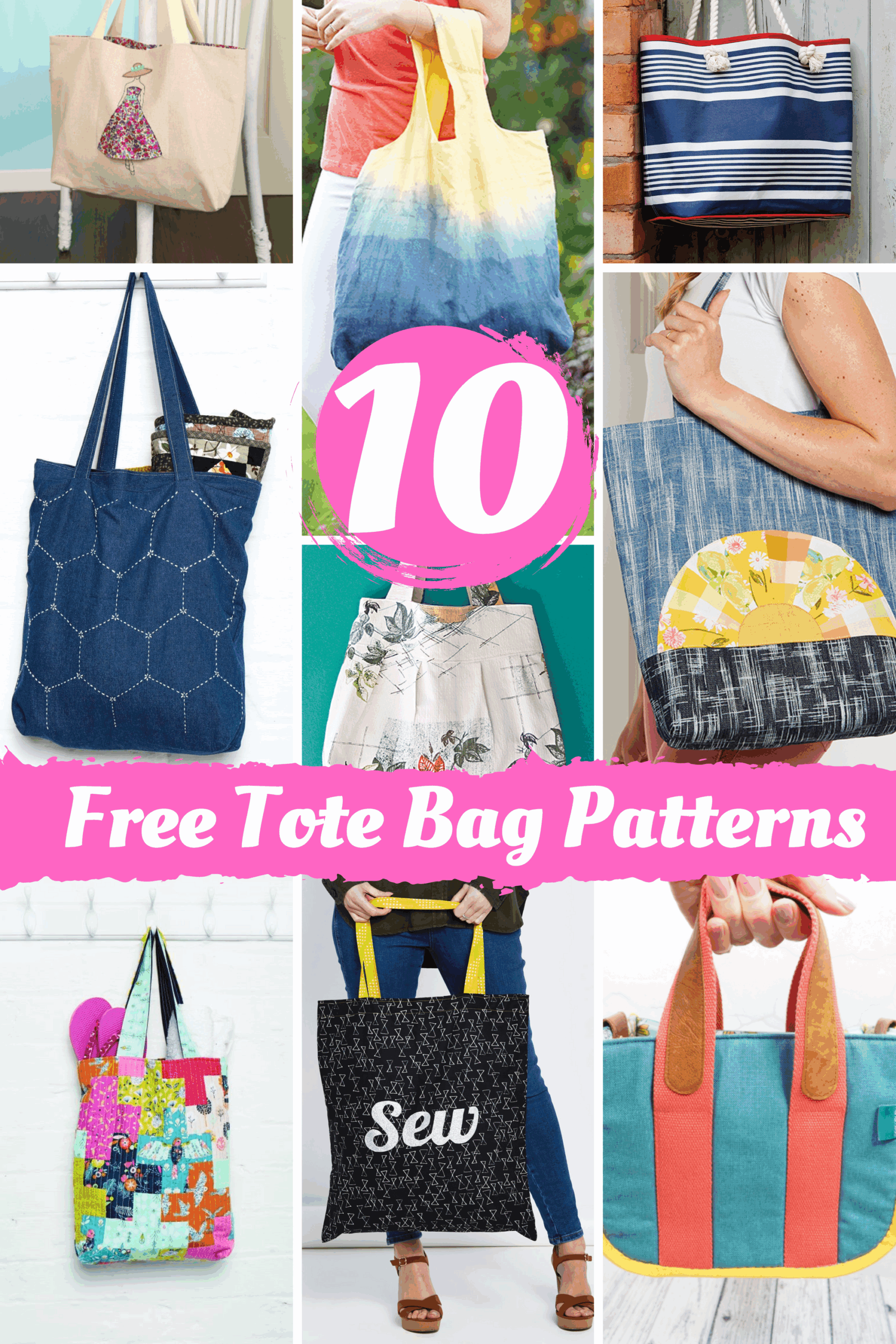 10 FREE Tote Bag Sewing Patterns PDF Pattern Downloads