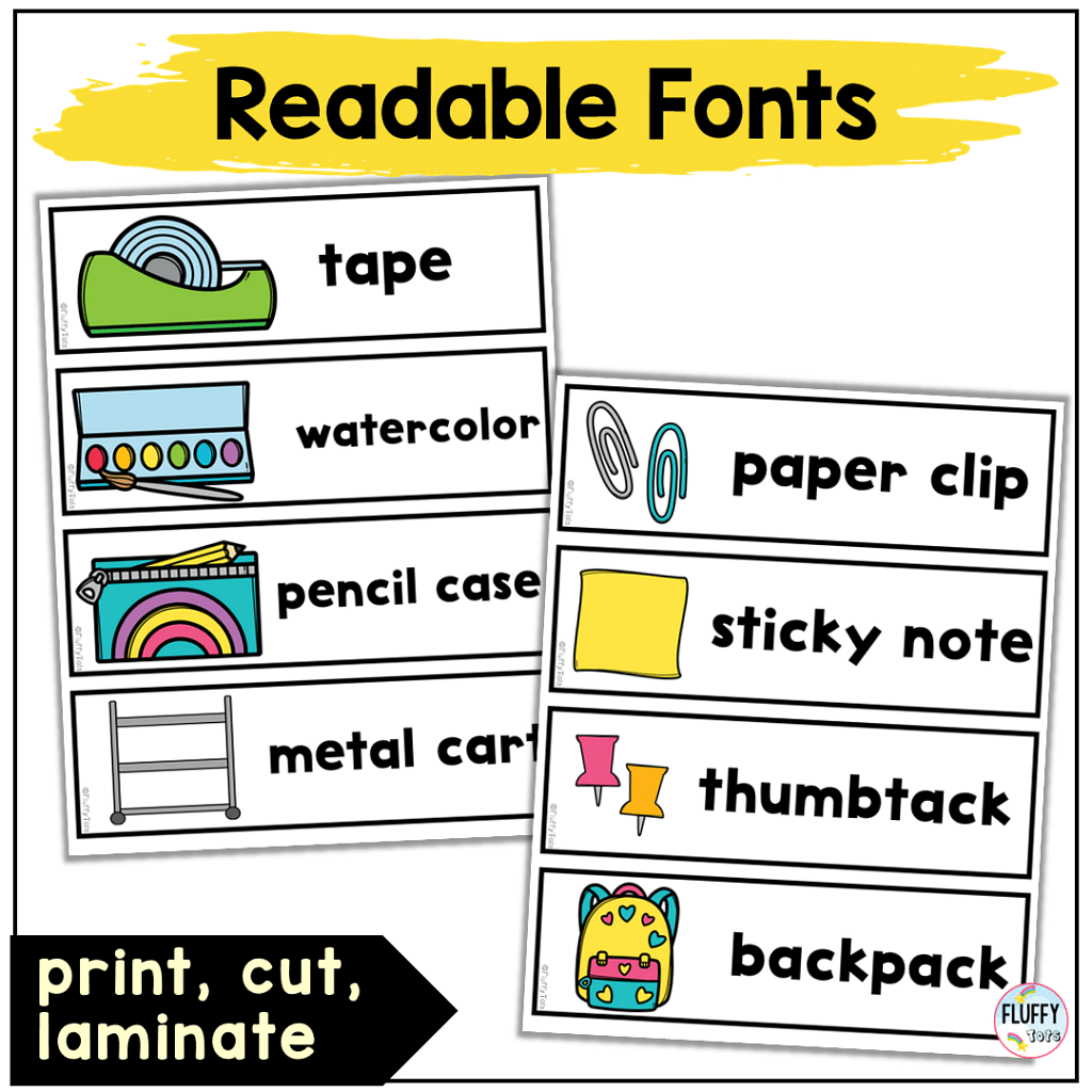100 Fun Classroom Labels With Pictures For Back To School Preschool FluffyTots