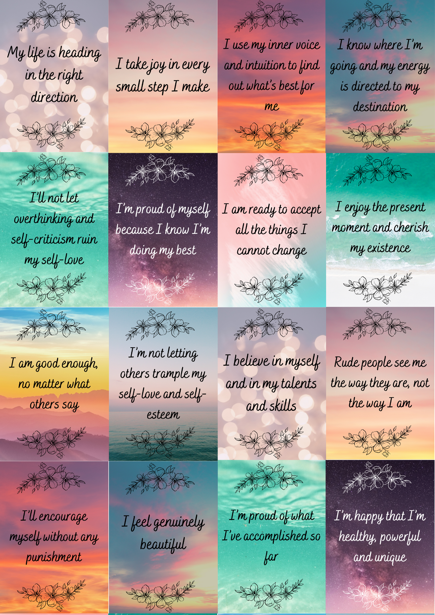 112 Printable Positive Affirmation Cards Your Portable Affirmations