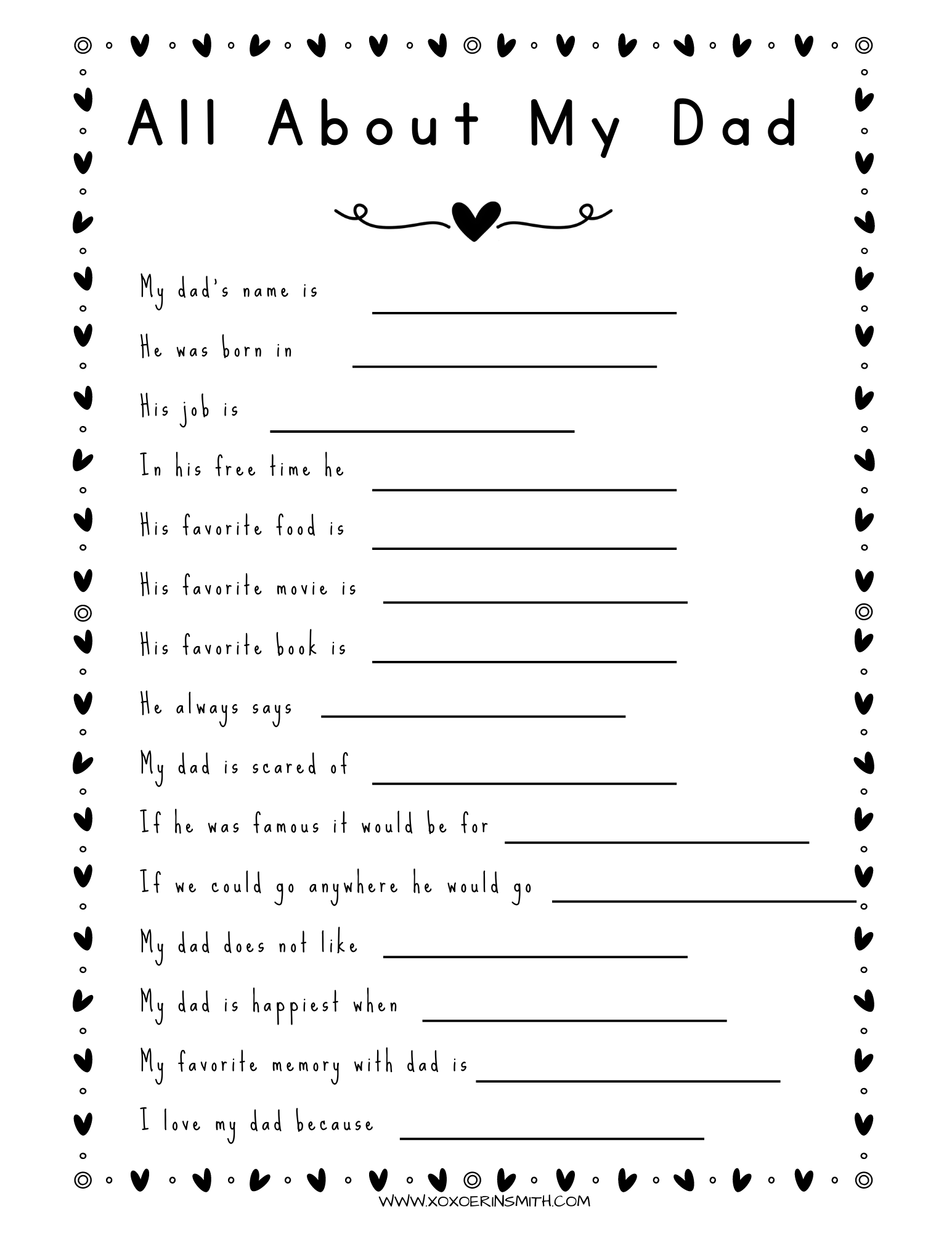 Free My Dad Printable