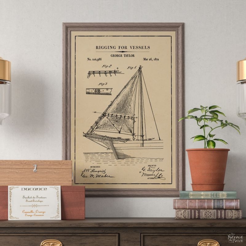 12 Free Nautical Wall Art Printables Vintage Patent Art The Navage Patch