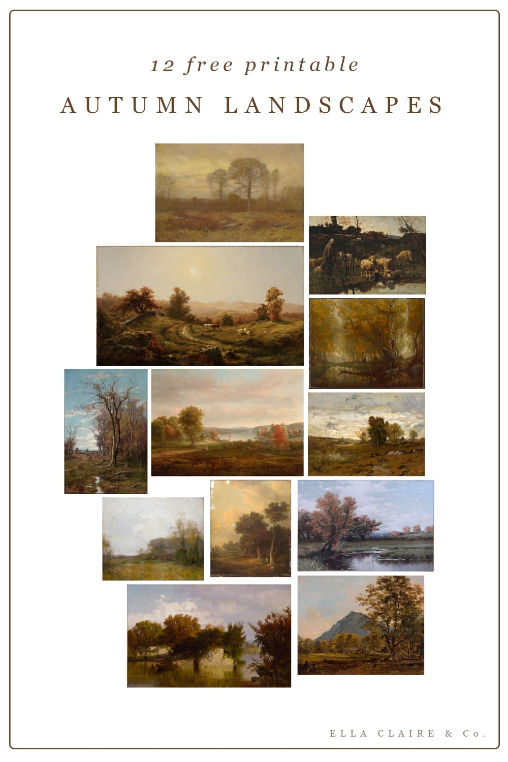 12 Free Printable Vintage Fall Landscape Paintings Ella Claire Co 
