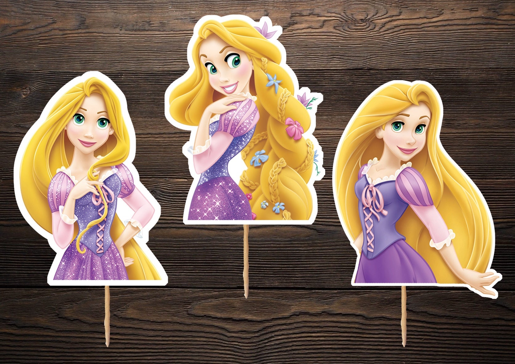 12 Pieces Of Rapunzel Cupcake Toppers 3 Poses Etsy