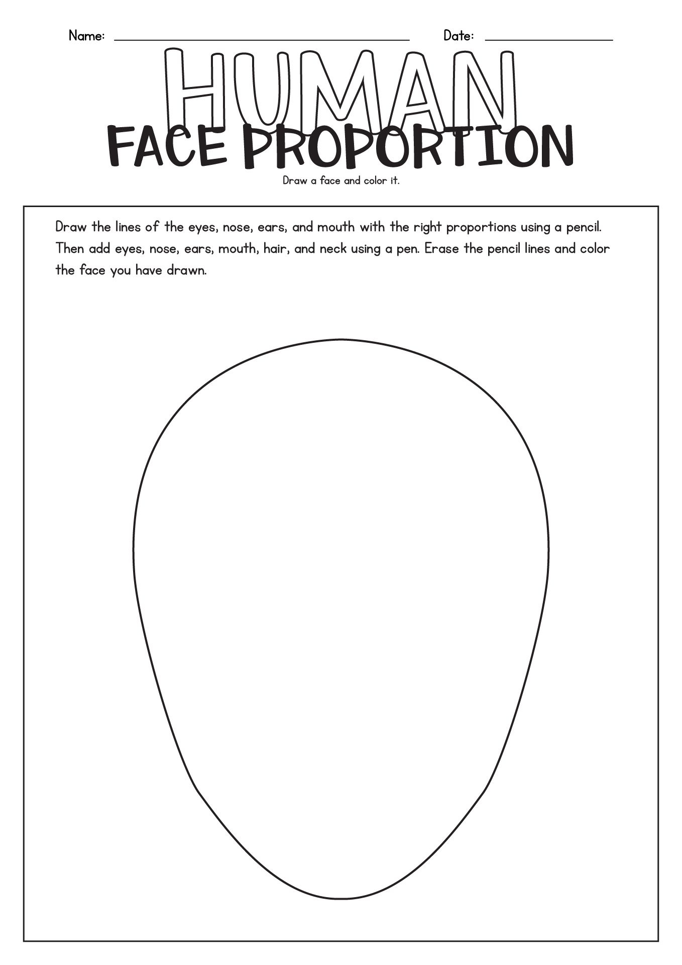 14 Draw Face Proportions Worksheet