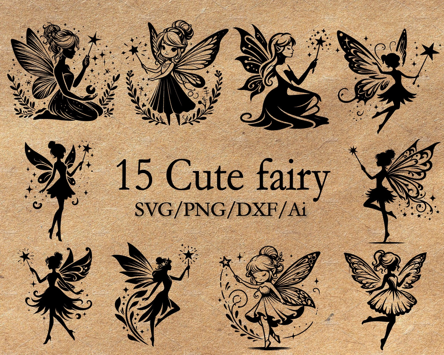15 Fairy Silhouette SVG Bundle Fairy Silhouette Svg Fairy Clipart Fairy Cricut Fairy Vector Fairies Svg Digital Download Etsy