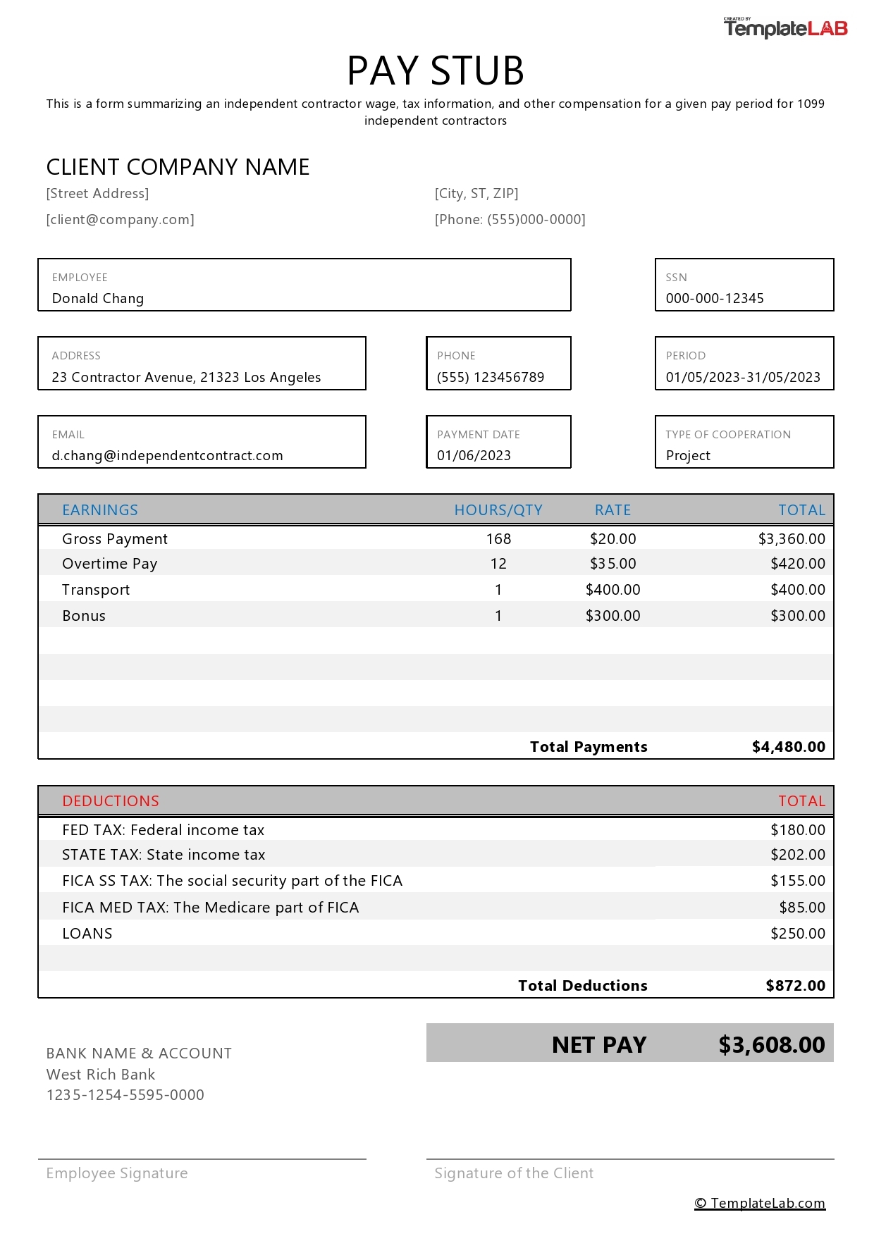 Free Printable Payroll Stubs