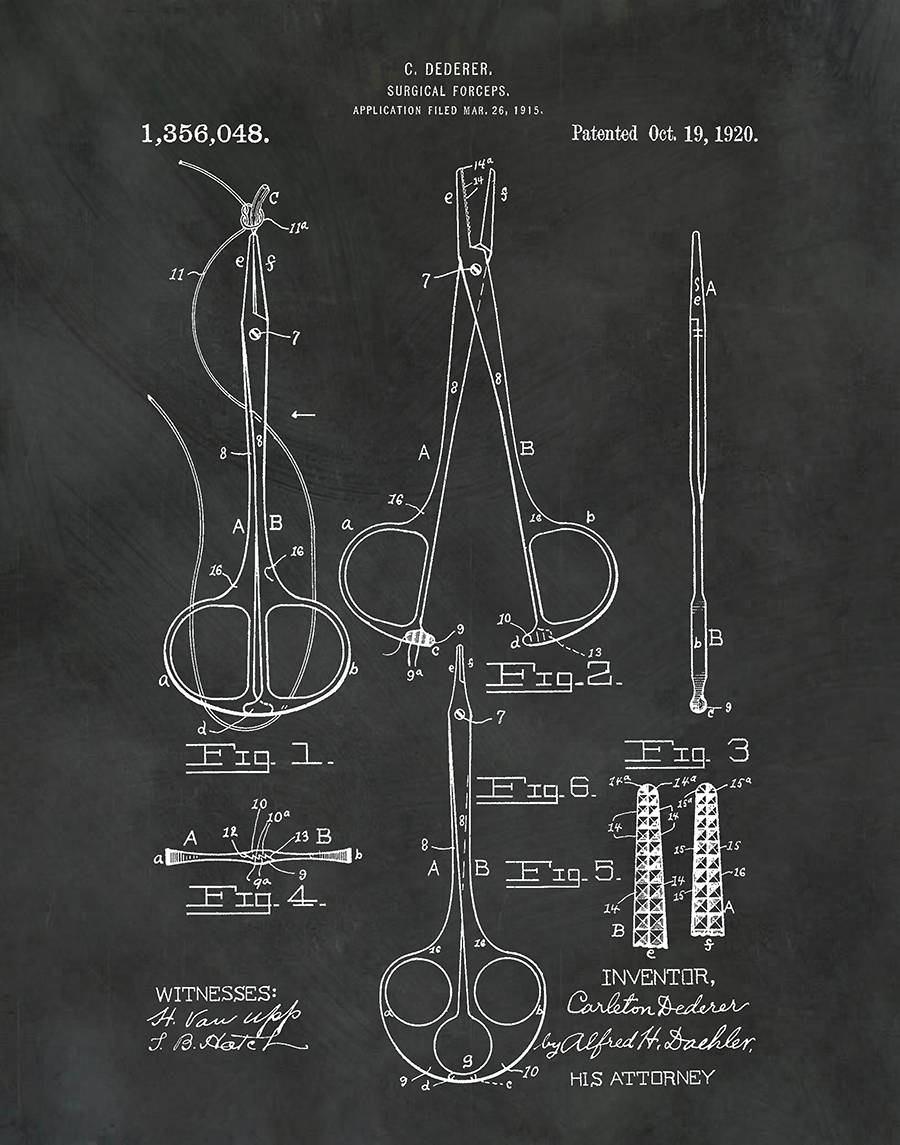 1920 Surgical Forceps Patent Print 1920 Surgical Forceps Poster Forceps Blueprint Operating Room Instrument Poster Surgeon Gift Idea