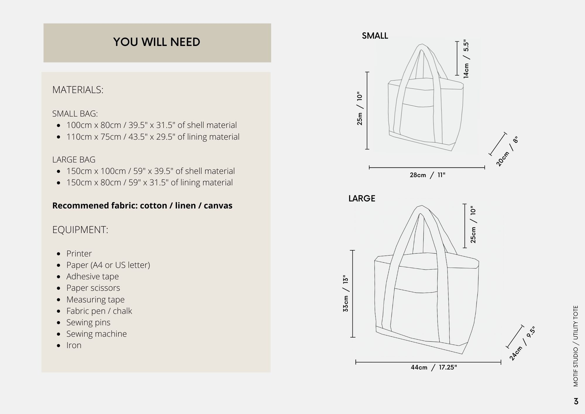2 Sizes Utility Tote Bag PDF Sewing Pattern And Tutorial Instant Digital Download Tote With Pockets Reversible Canvas Market Bag Etsy