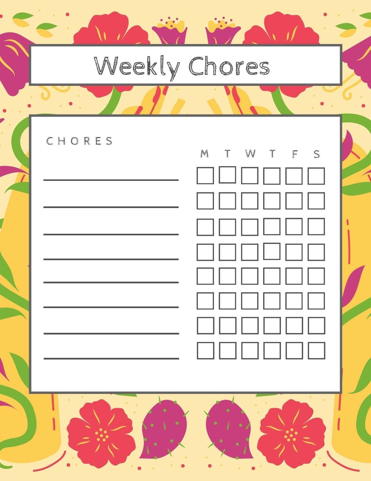 Free Printable Kids Chore Chart