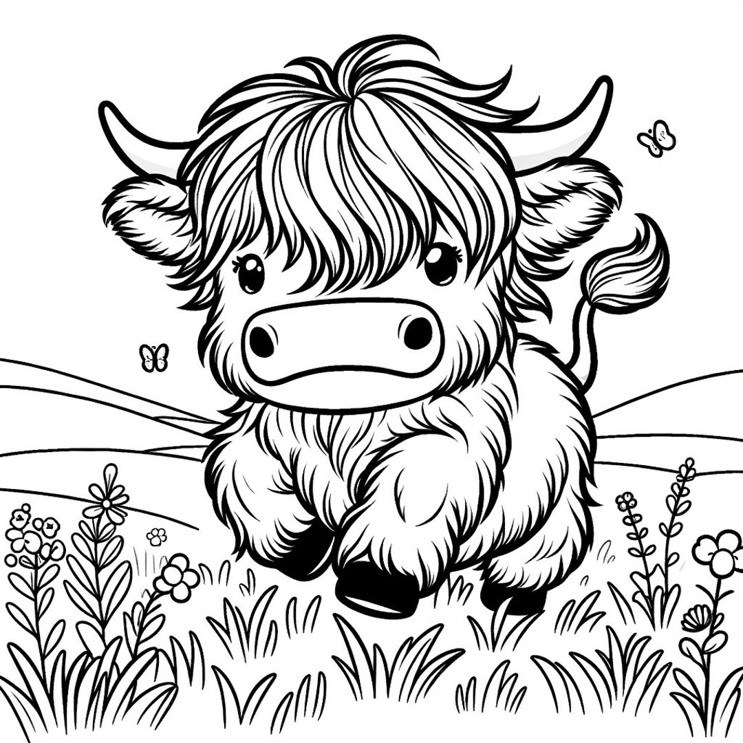 20 Highland Cow Coloring Pages Cow Coloring Pages Highland Cows Cute Highland Cows Baby Highland Cows Cute Cows Cute Baby Cows Etsy