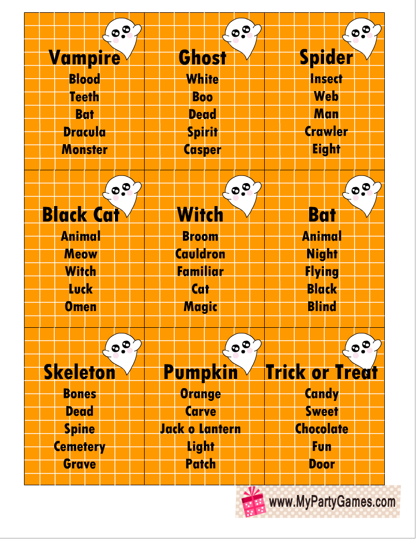 21 Free Printable Halloween Taboo Inspired Game Cards