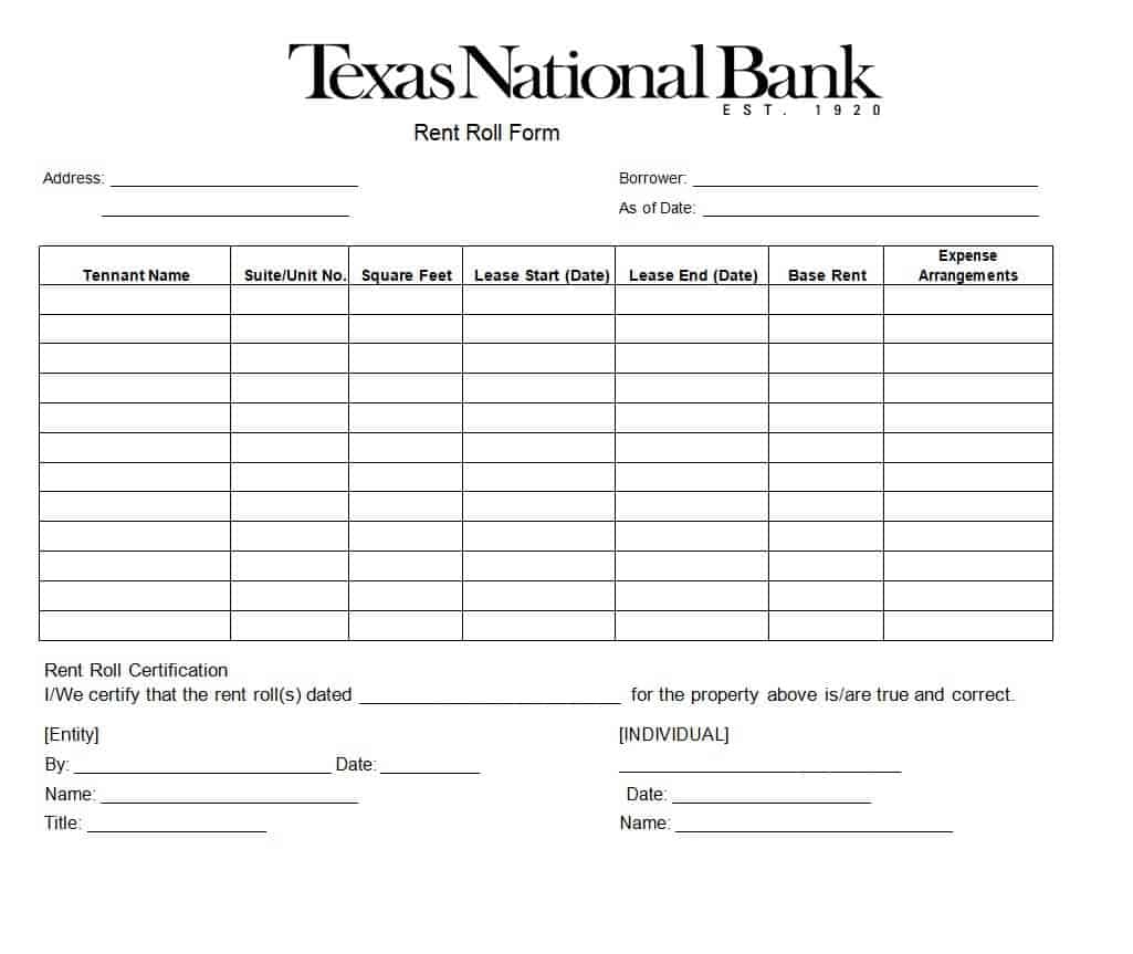 22 Editable Rent Roll Templates WORD EXCEL 