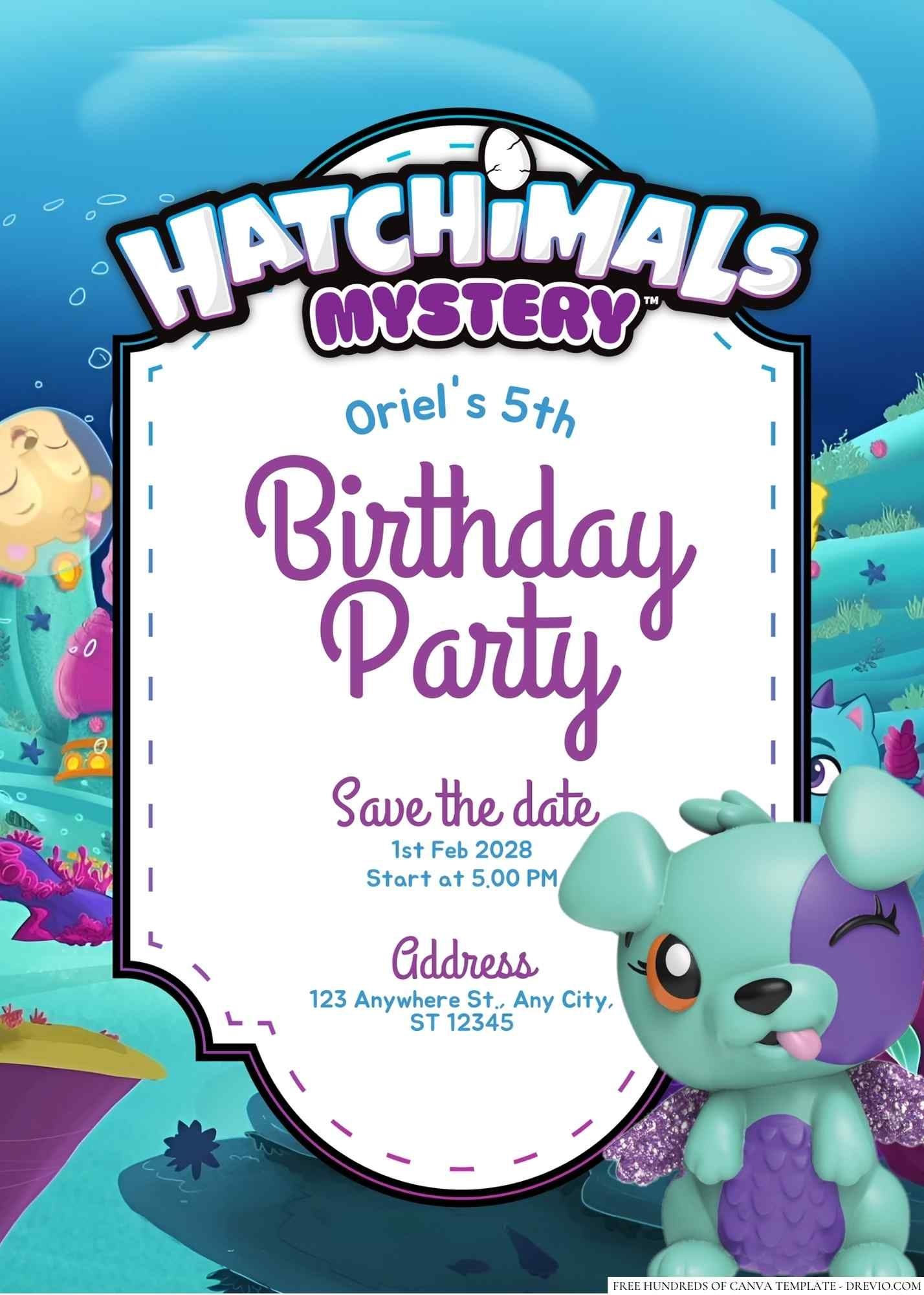 22 Hatchimals Canva Birthday Invitation Templates