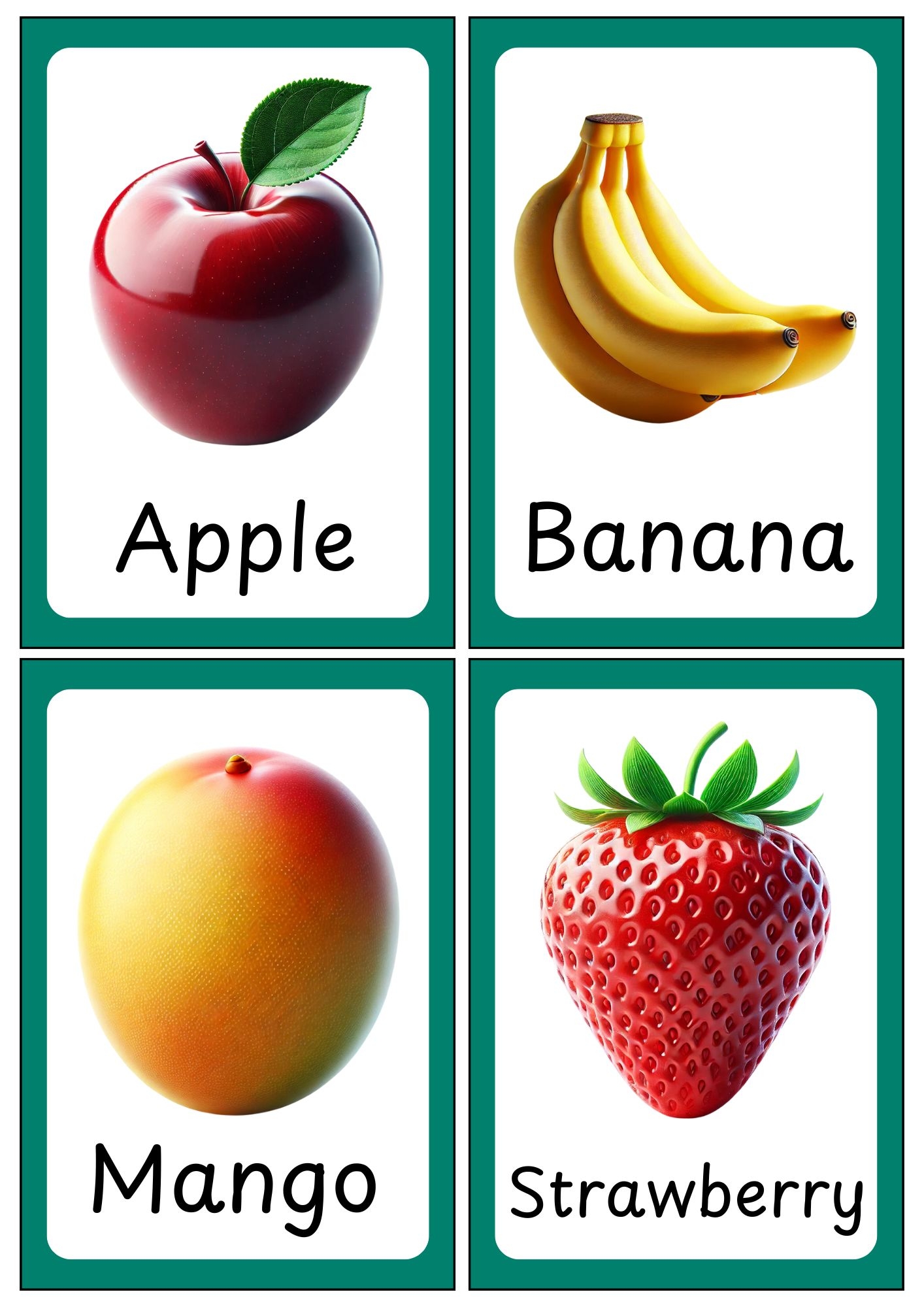 24 Fruit Flashcards Free To Print Teach Prints