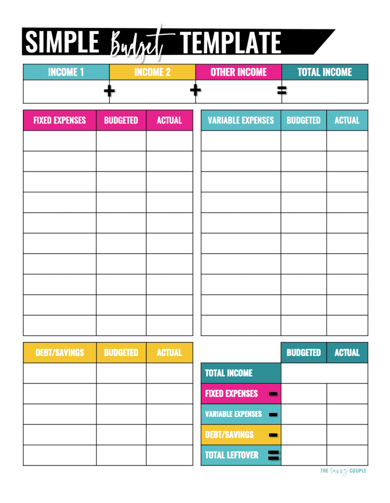 Free Printable Monthly Budget Sheets