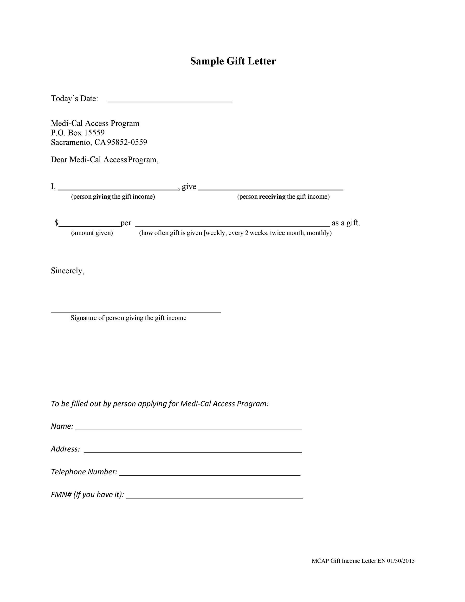 35 Best Gift Letter Templates Word PDF TemplateLab