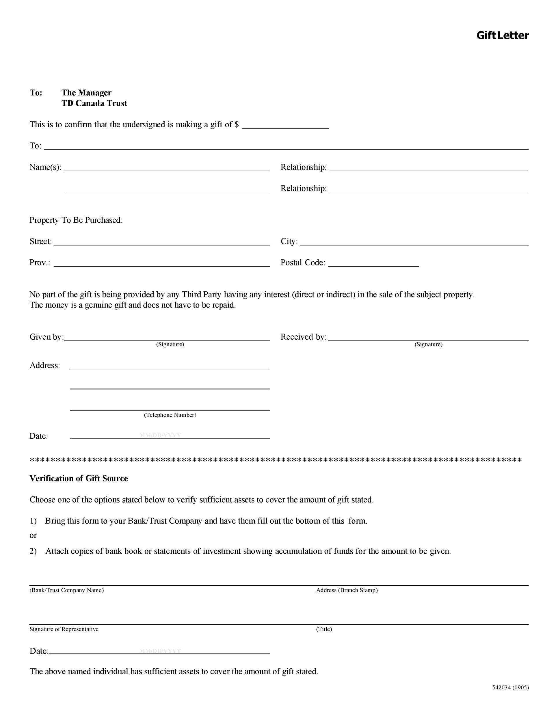 35 Best Gift Letter Templates Word PDF TemplateLab