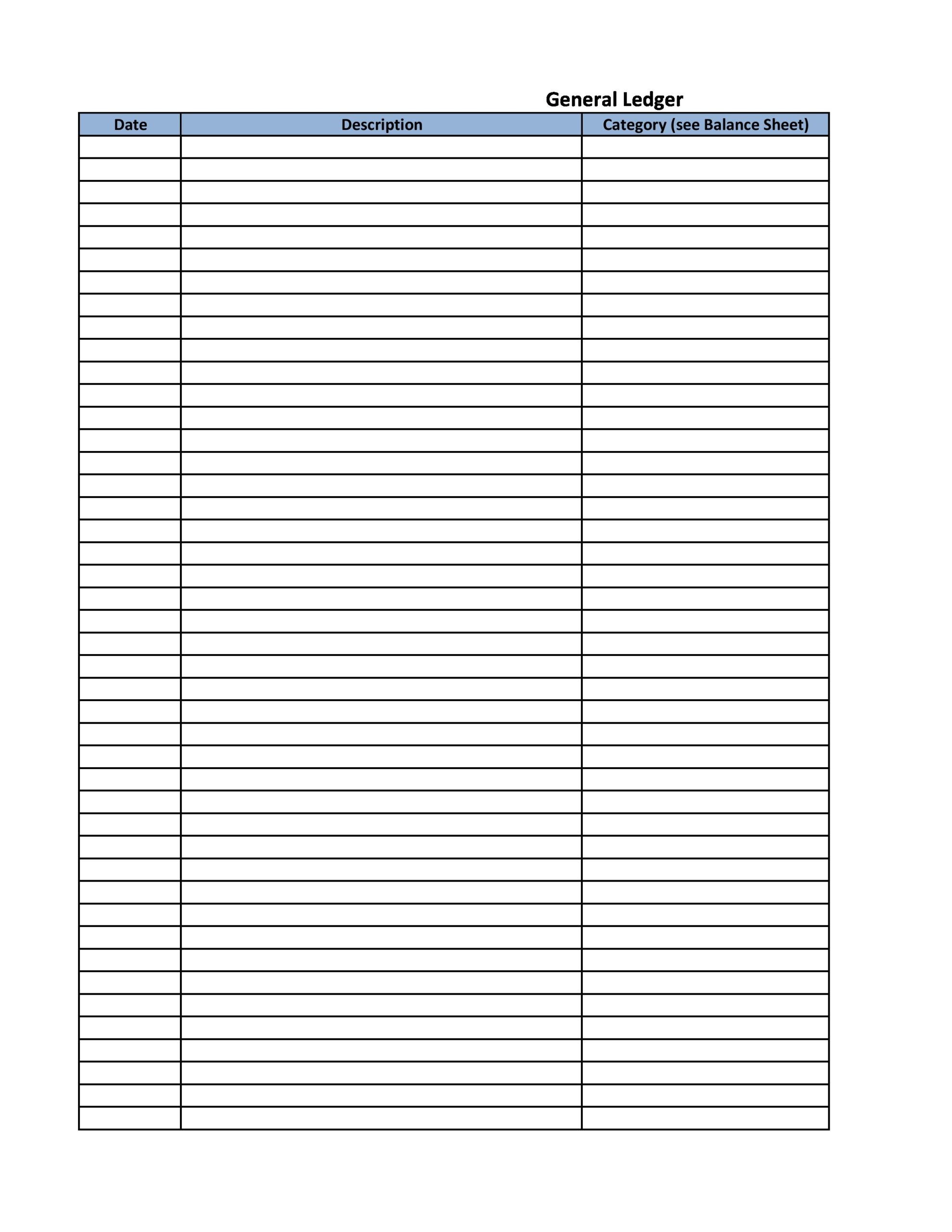 Free Printable General Ledger