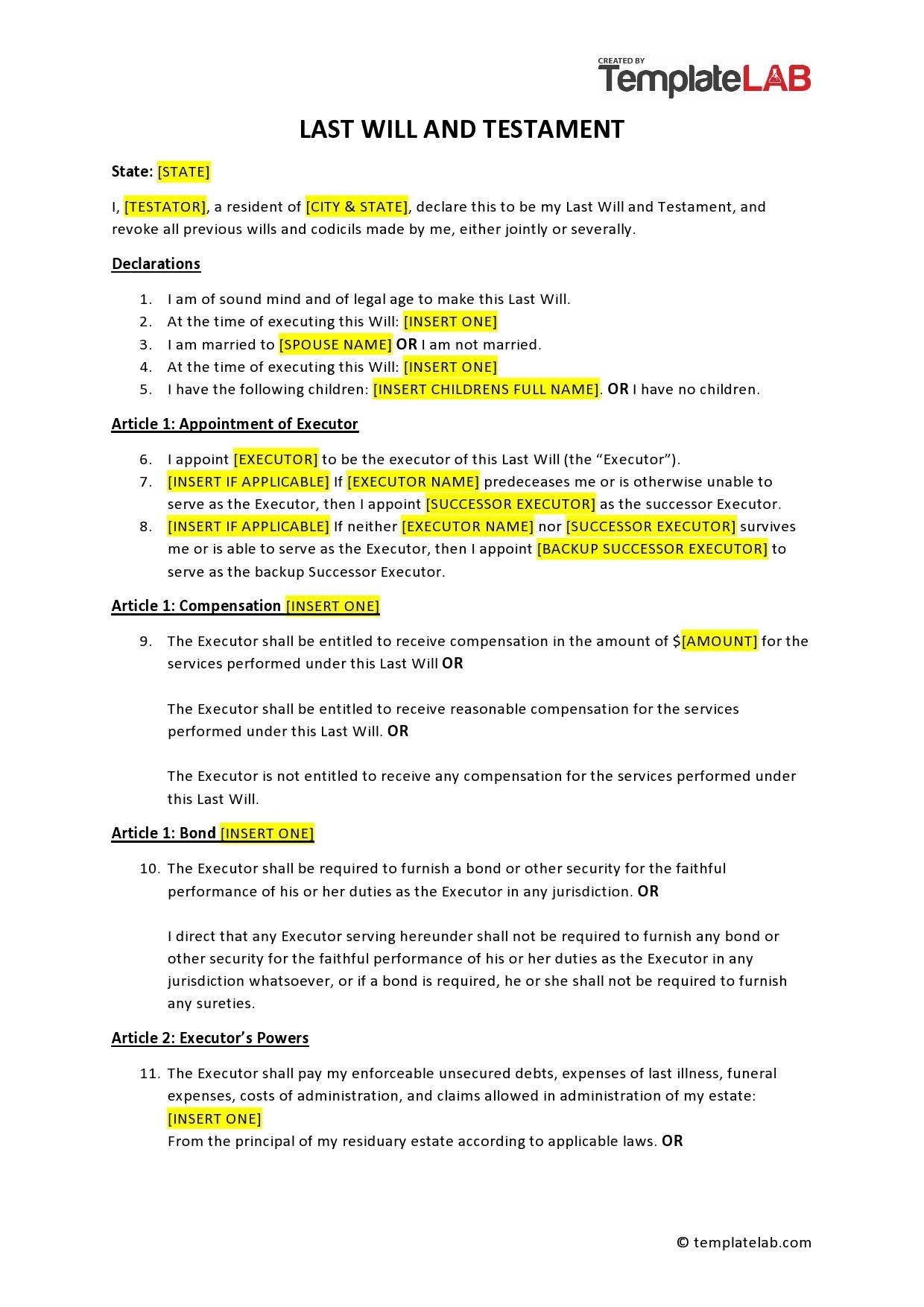 Printable Free Will Forms