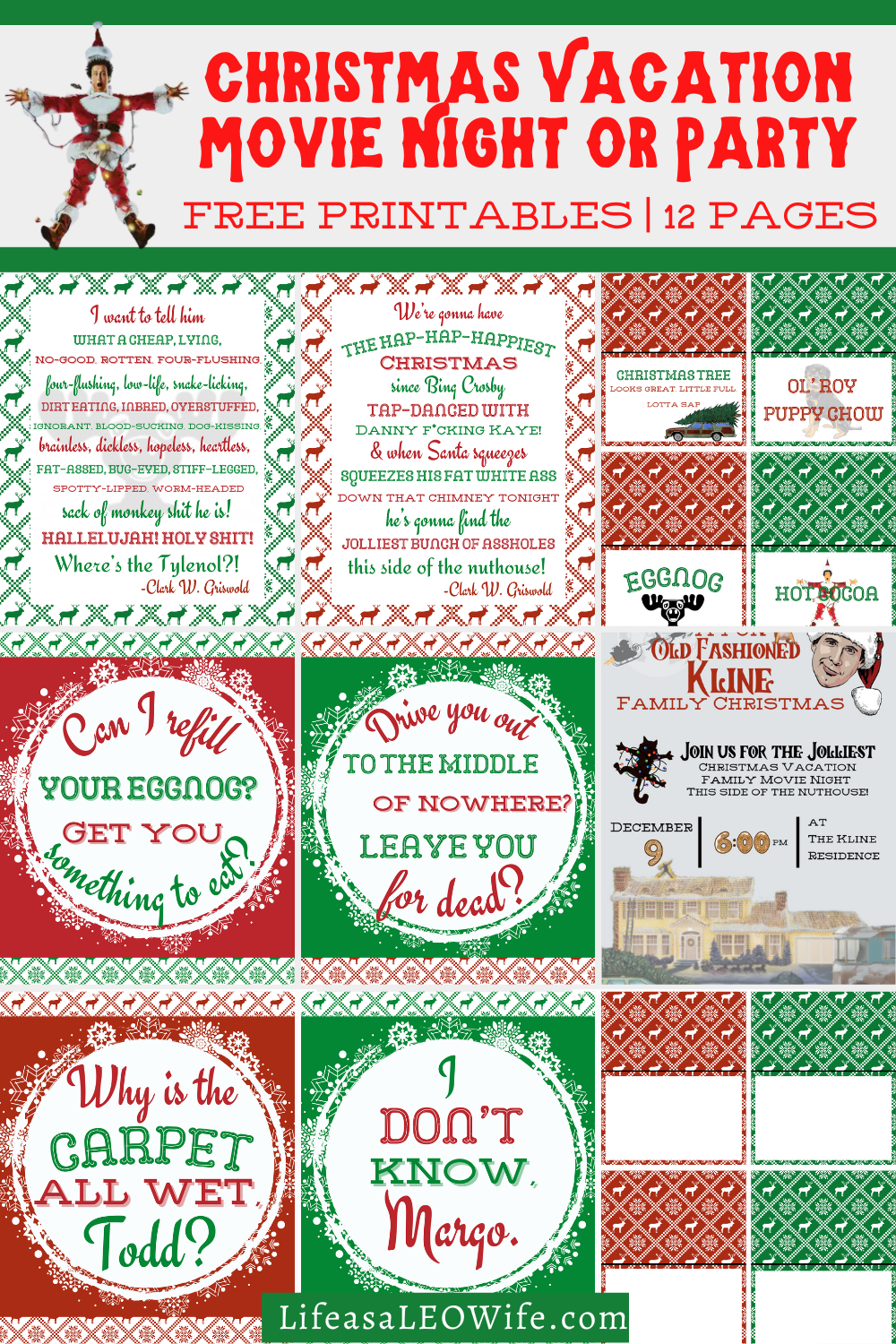 3rd Annual Christmas Family Movie Night Party Printable Set National Lampoon s Christmas Vacation An Epic Collection For The Best Movie Night Ever Life As A LEO Wife