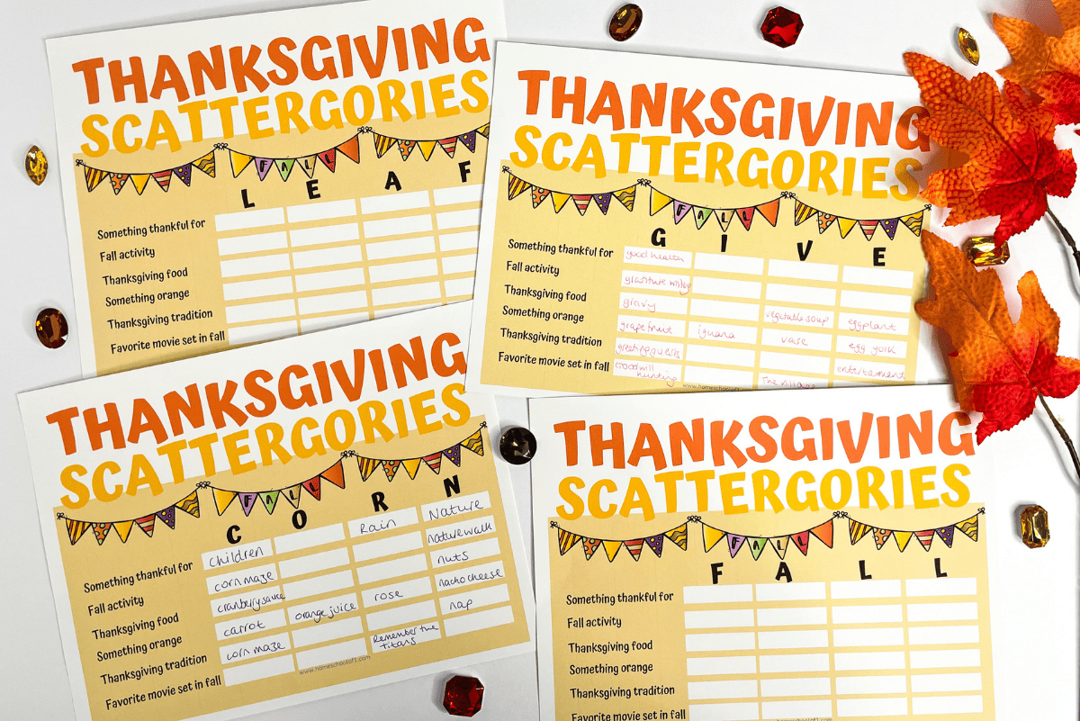 4 Free Printable Thanksgiving Scattergories Fun For All