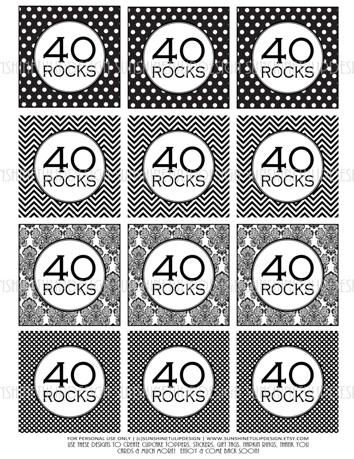 Free Printable 40th Birthday Labels