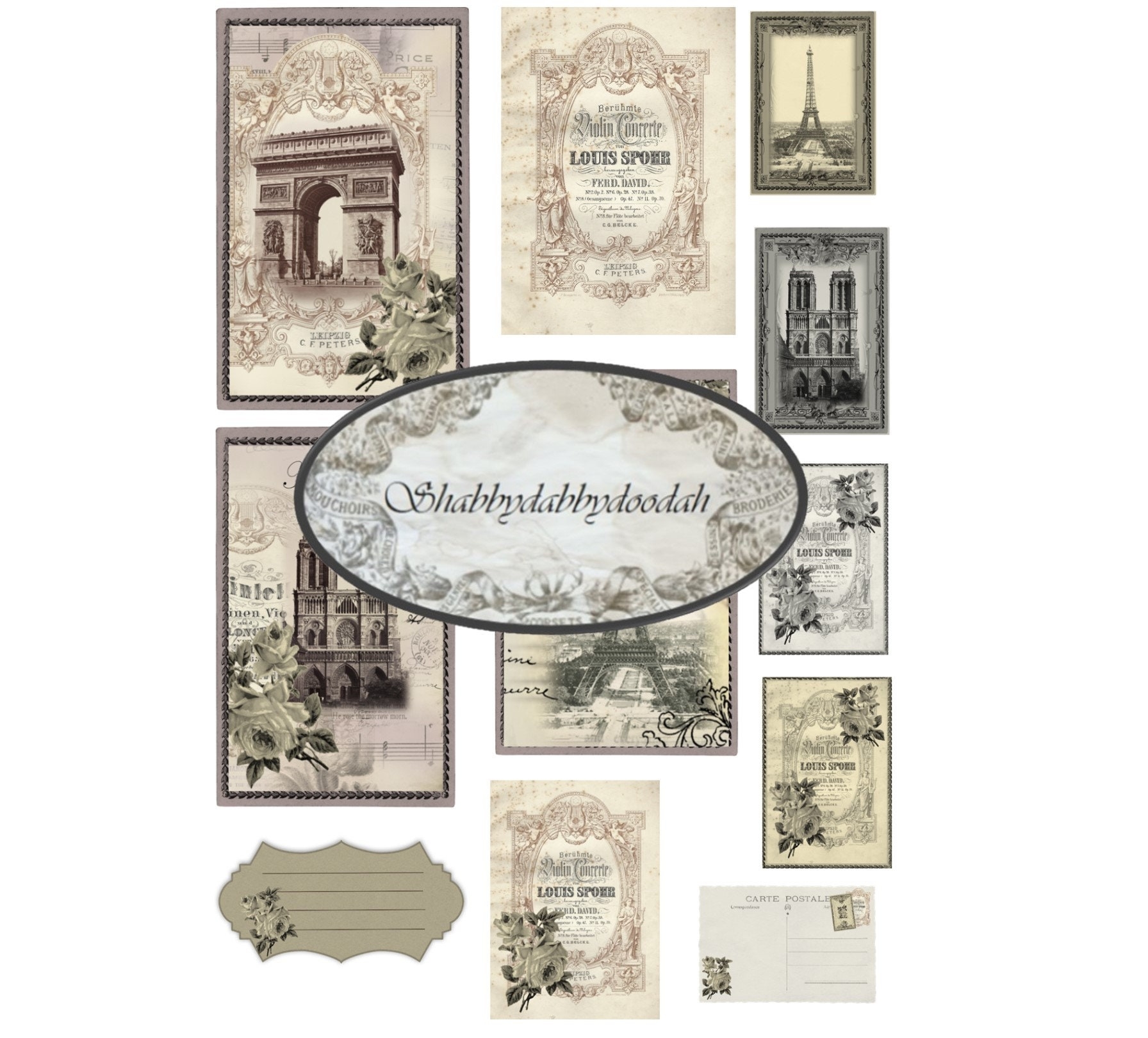 43pc PARIS GALLERY Ephemera Vintage Parisian French Themed Postcards Envelopes Tickets Tags Journaling Junk Journal Printable Card Making Etsy