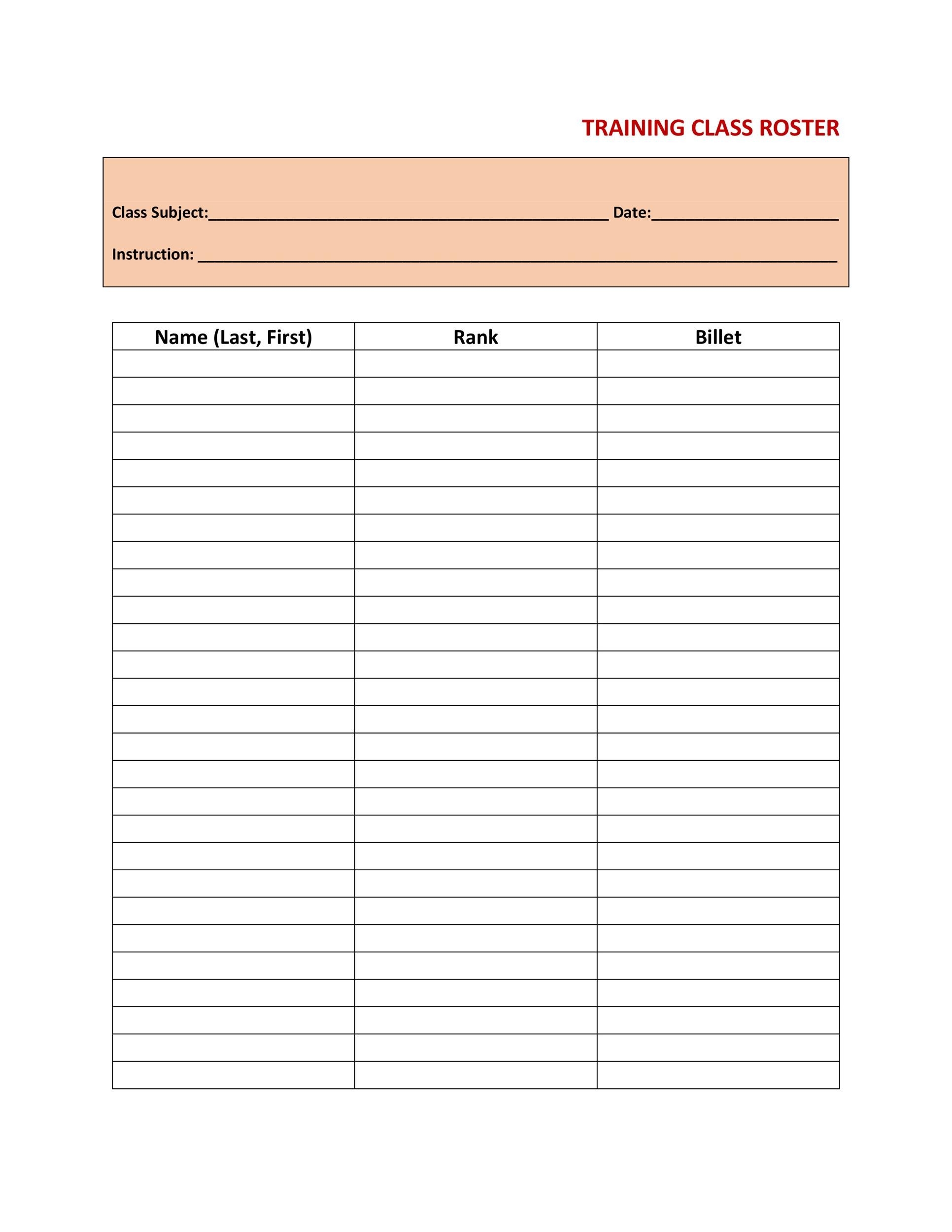 46 Class Roster Templates Class List Examples 