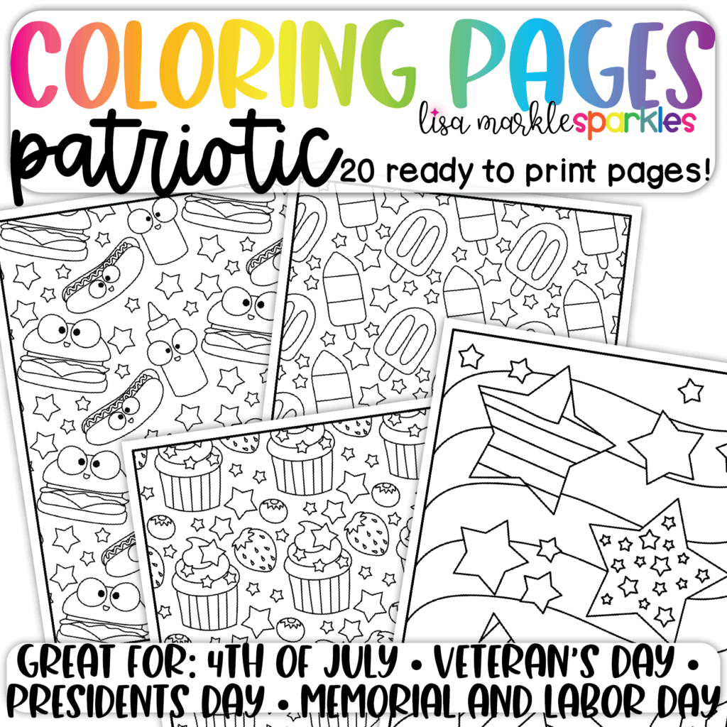4th Of July Patriotic Coloring Pages Printable PDF Activity Lisa Markle Sparkles Clipart And Graphic Design
