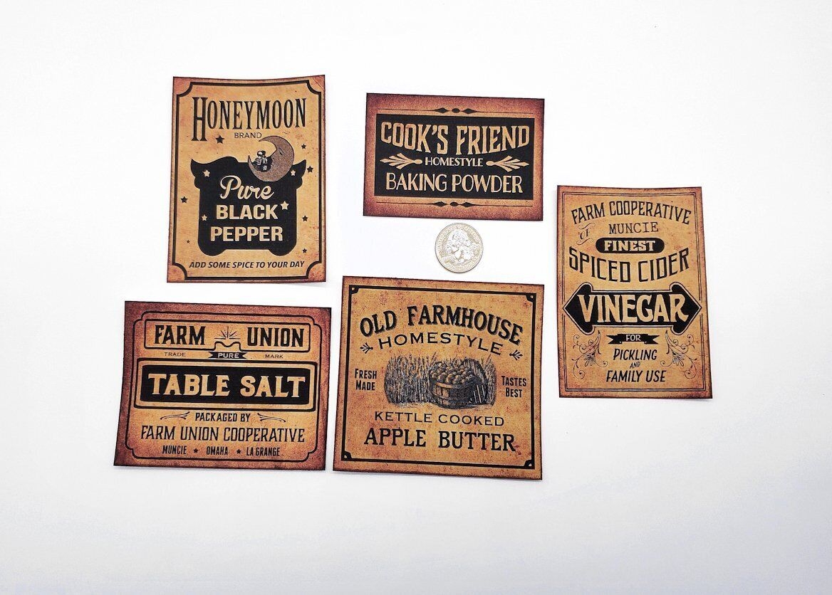 5 Primitive Farmhouse Country Rustic Grubby Pantry Farm Kitchen Labels Stickers EBay