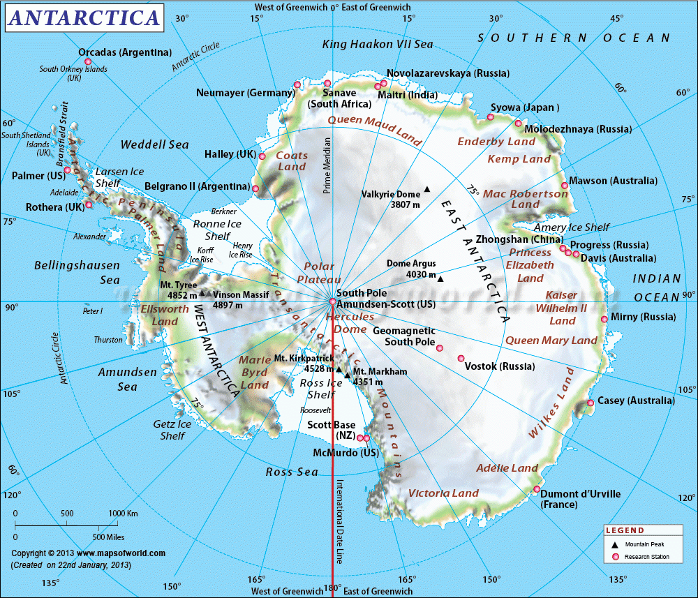Free Printable Map Of Antarctica