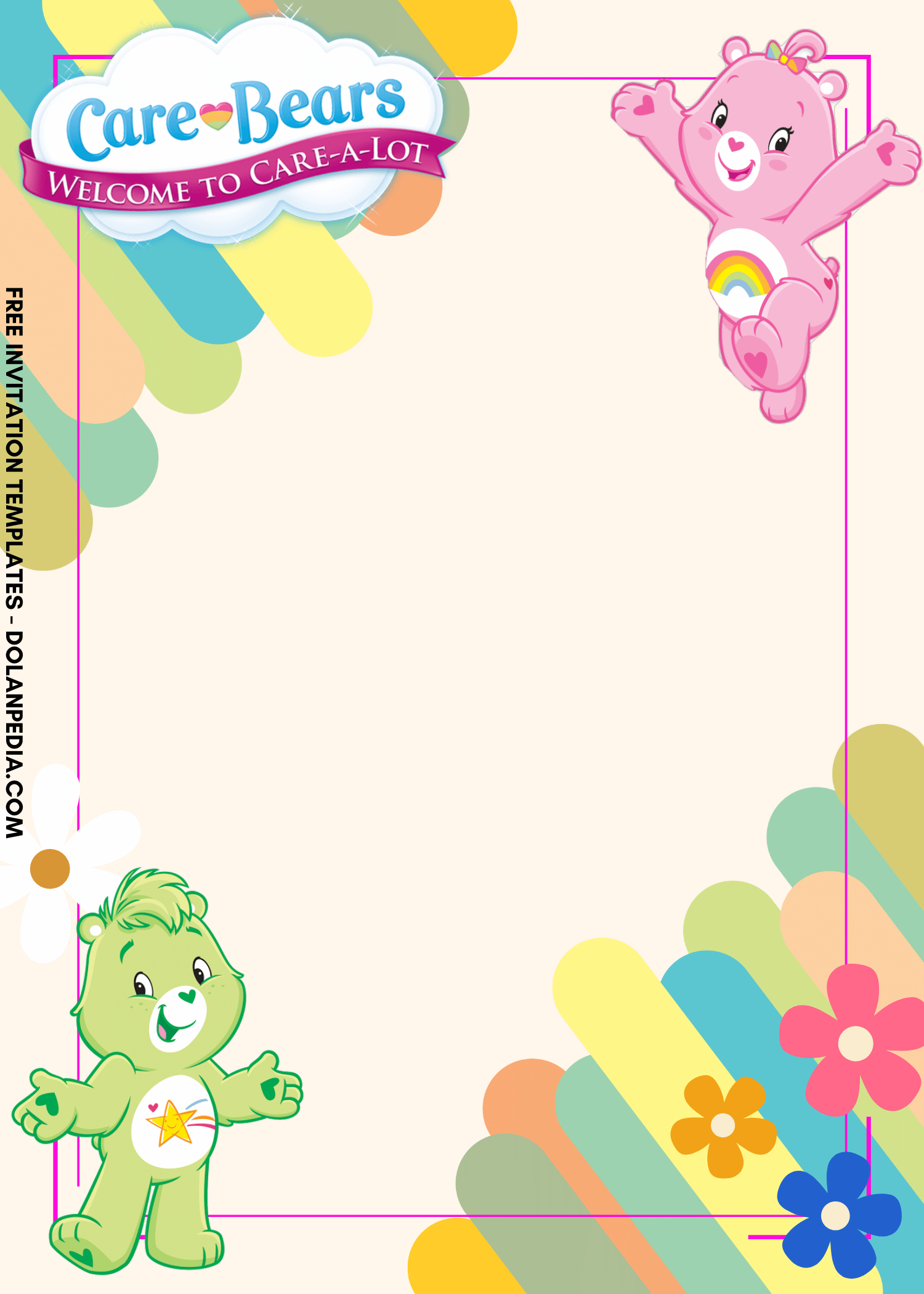 9 Adorable Care Bears Canva Birthday Invitation Templates