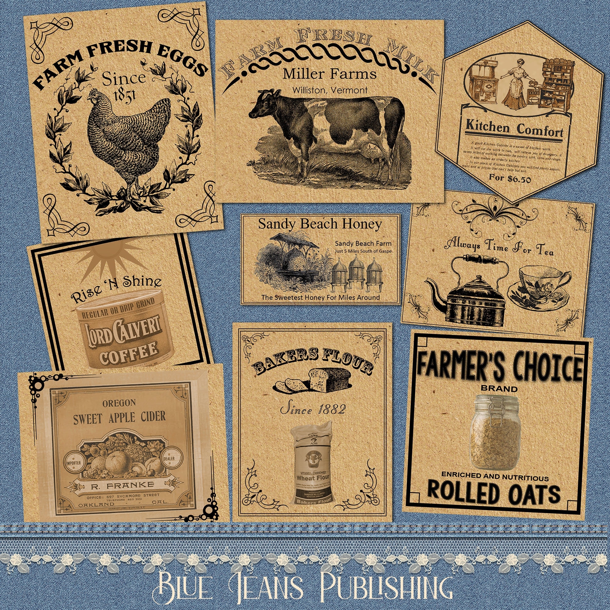 9 Vintage Kitchen Labels Digital Printable Country Farmhouse Labels Farmhouse Kitchen Decor Instant Download Vintage Ephemera Etsy