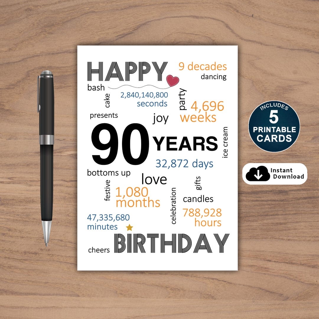 Free Printable 90th Birthday Cards