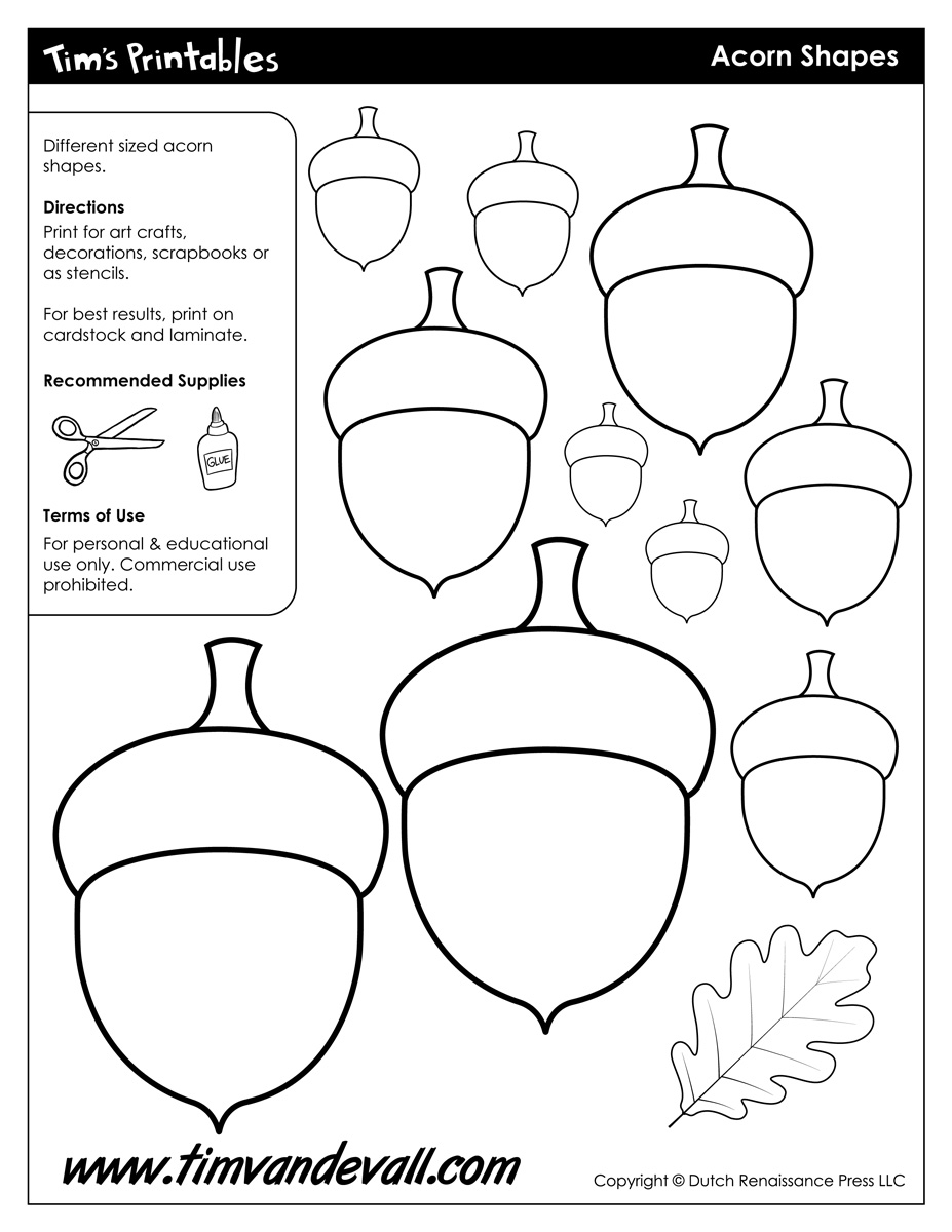 Acorn Templates Printable Acorn Shapes Blank Shape PDFs
