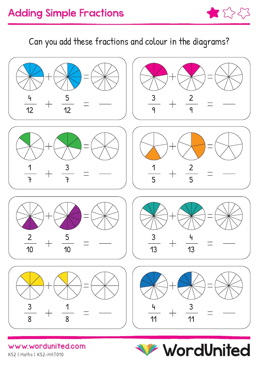 Free Printable Addition Fractions Worksheets