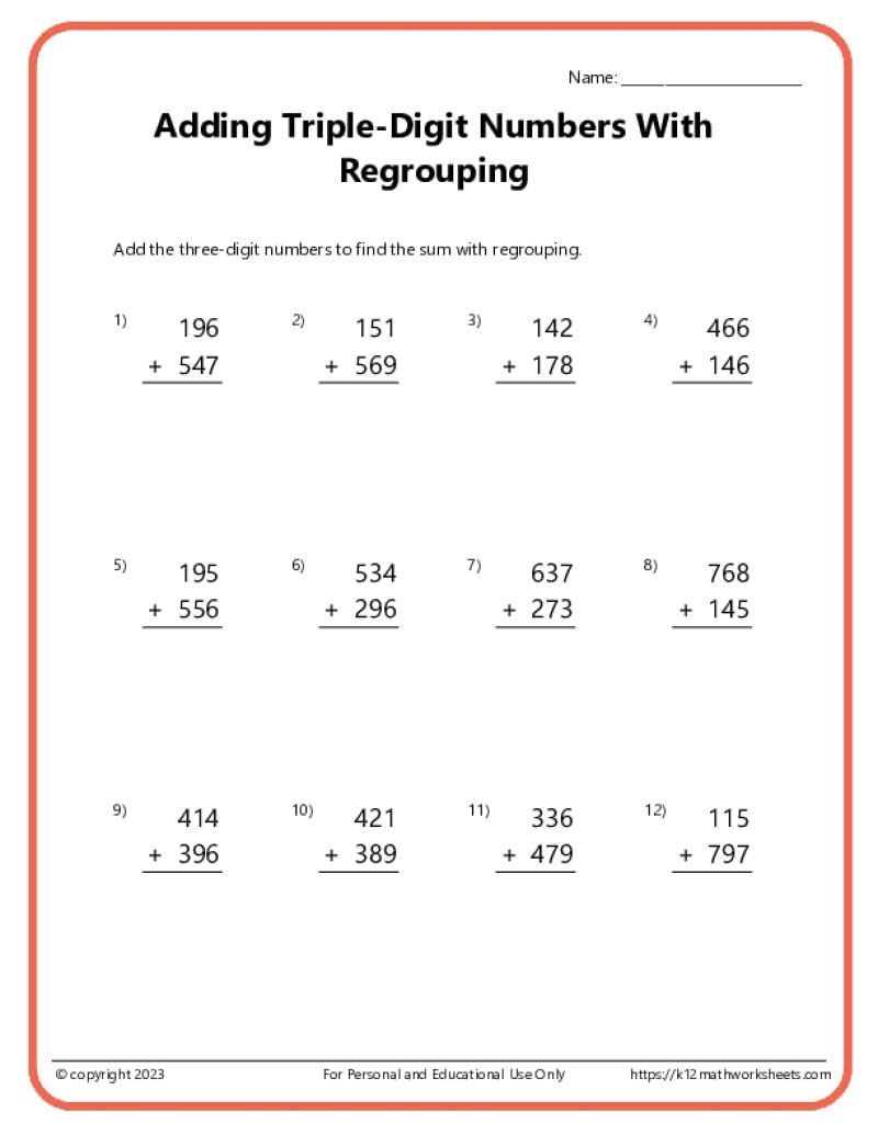 Free Printable Addition Worksheets