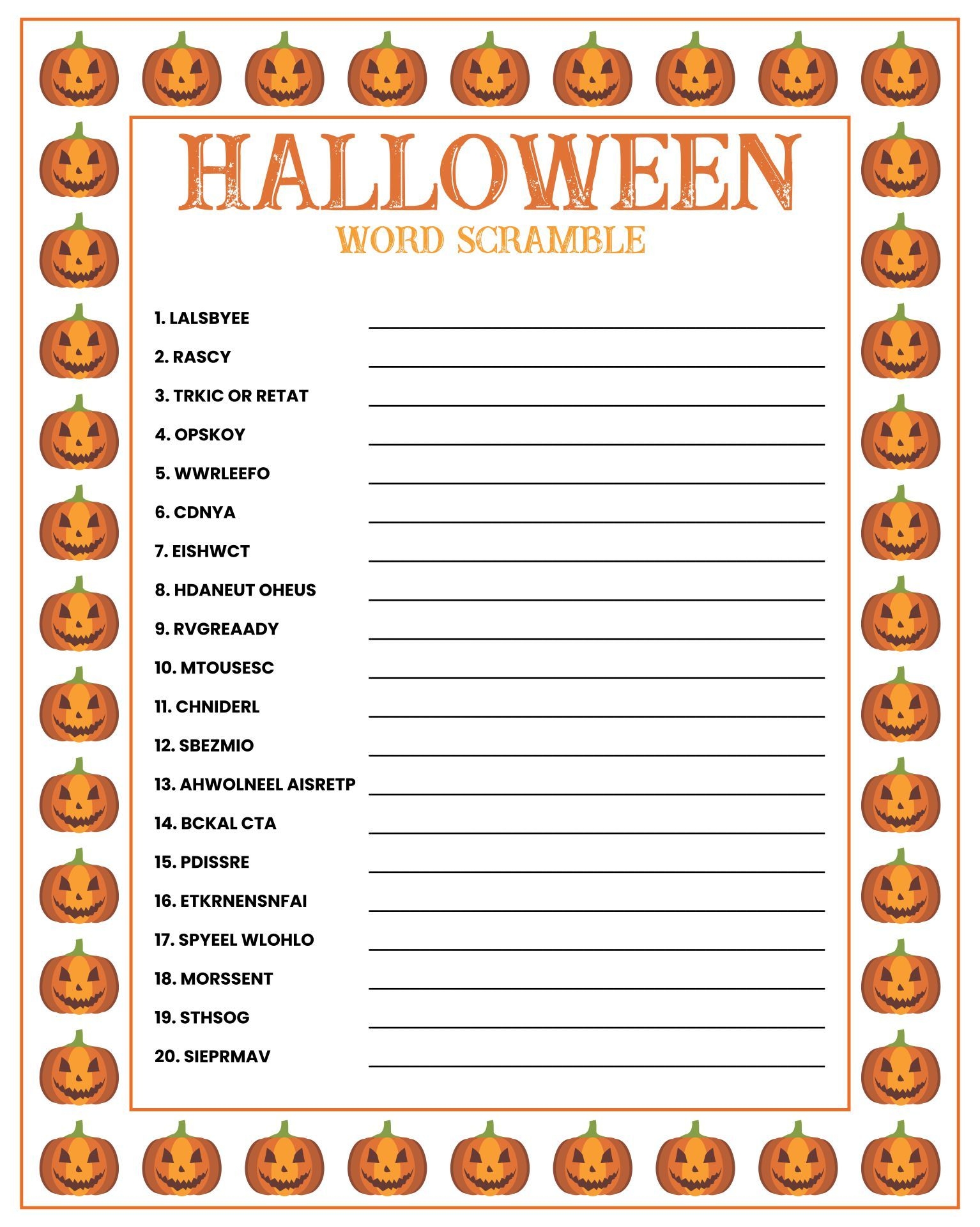 Adult Halloween Party Games 15 Free PDF Printables Printablee
