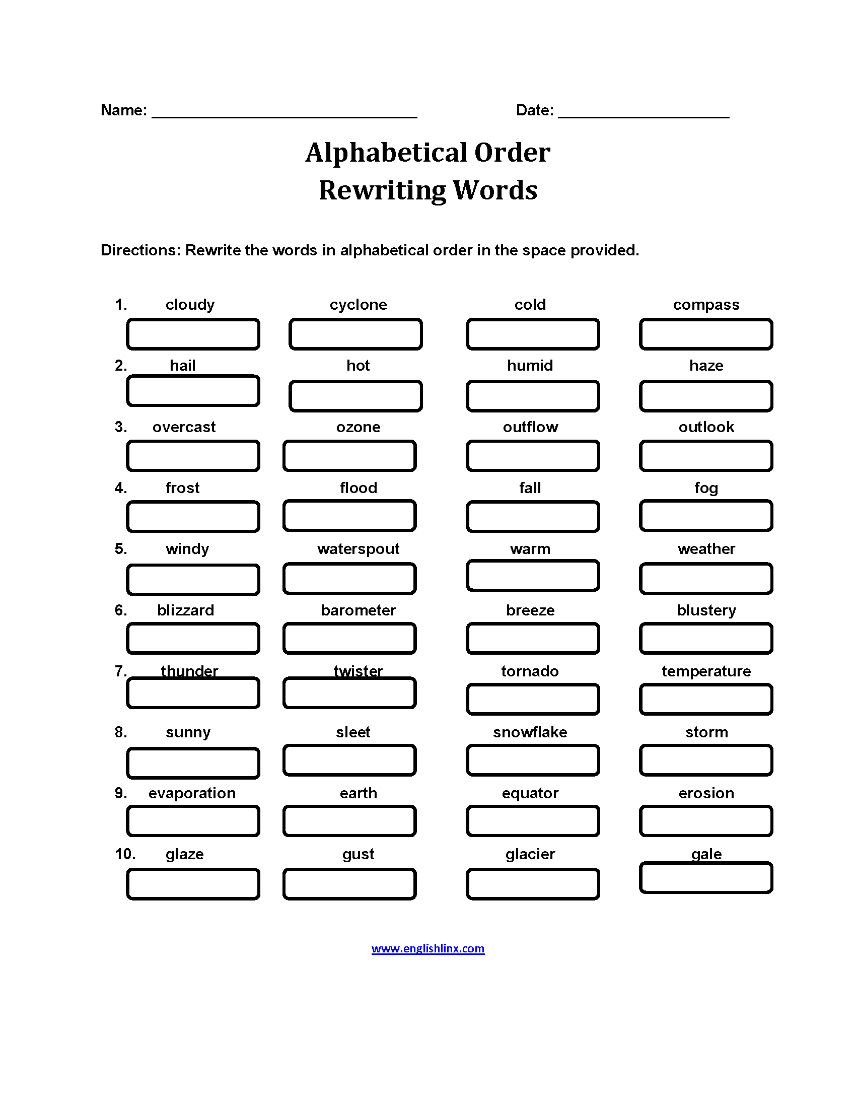 Free Printable Abc Order Worksheets