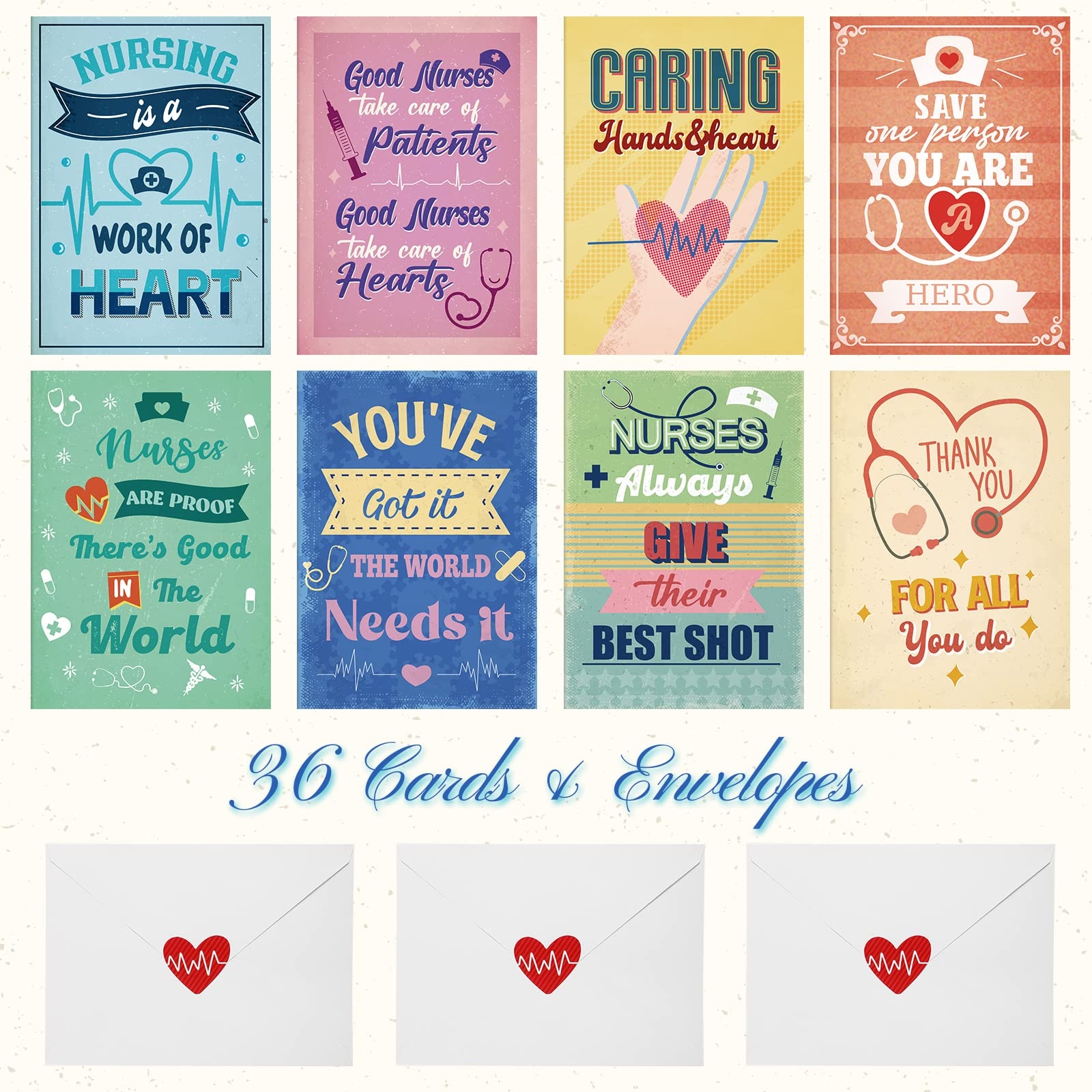 Amazon 36 Set Nurse Appreciation Cards With Envelopes Doctor Nurse Gift Sets 36 Pcs Medical Staff Thank You Card 36 Pcs White Envelopes 36 Pcs Stickers For Nurses Doctors Medical Assistants Office Products