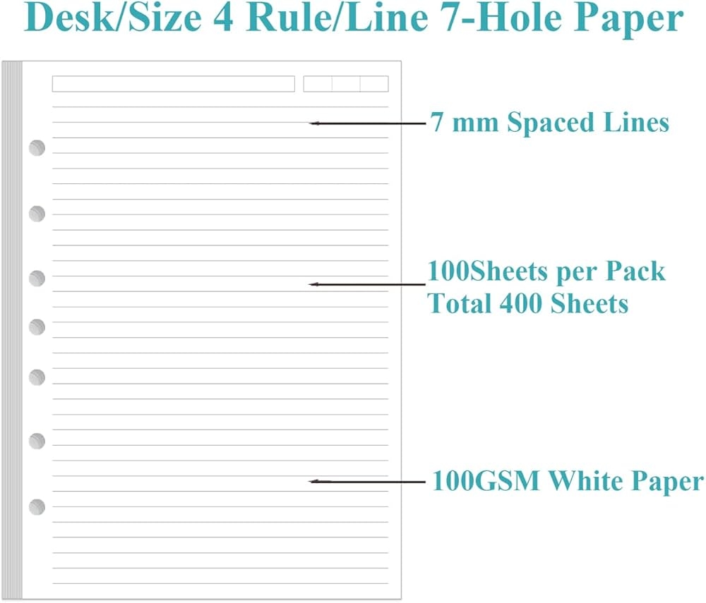 Amazon 4 Pack Mini Binder Lined Filler Paper For 3 Or 7 Ring Binders 400 Sheets 800 Pages Loose Leaf Rule Paper Refills Desk Size 4 100gsm Line Paper 5 8 X 8 5 Office Products