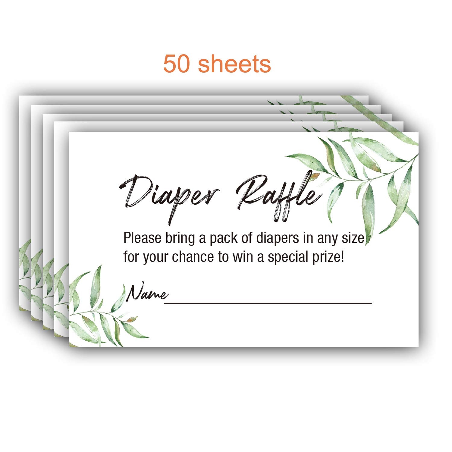 Amazon 50 Greenery Diaper Raffle Tickets For Girl Or Boy Baby Shower Invitations Baby Shower Games 3 5 X 2 With Name Line Baby