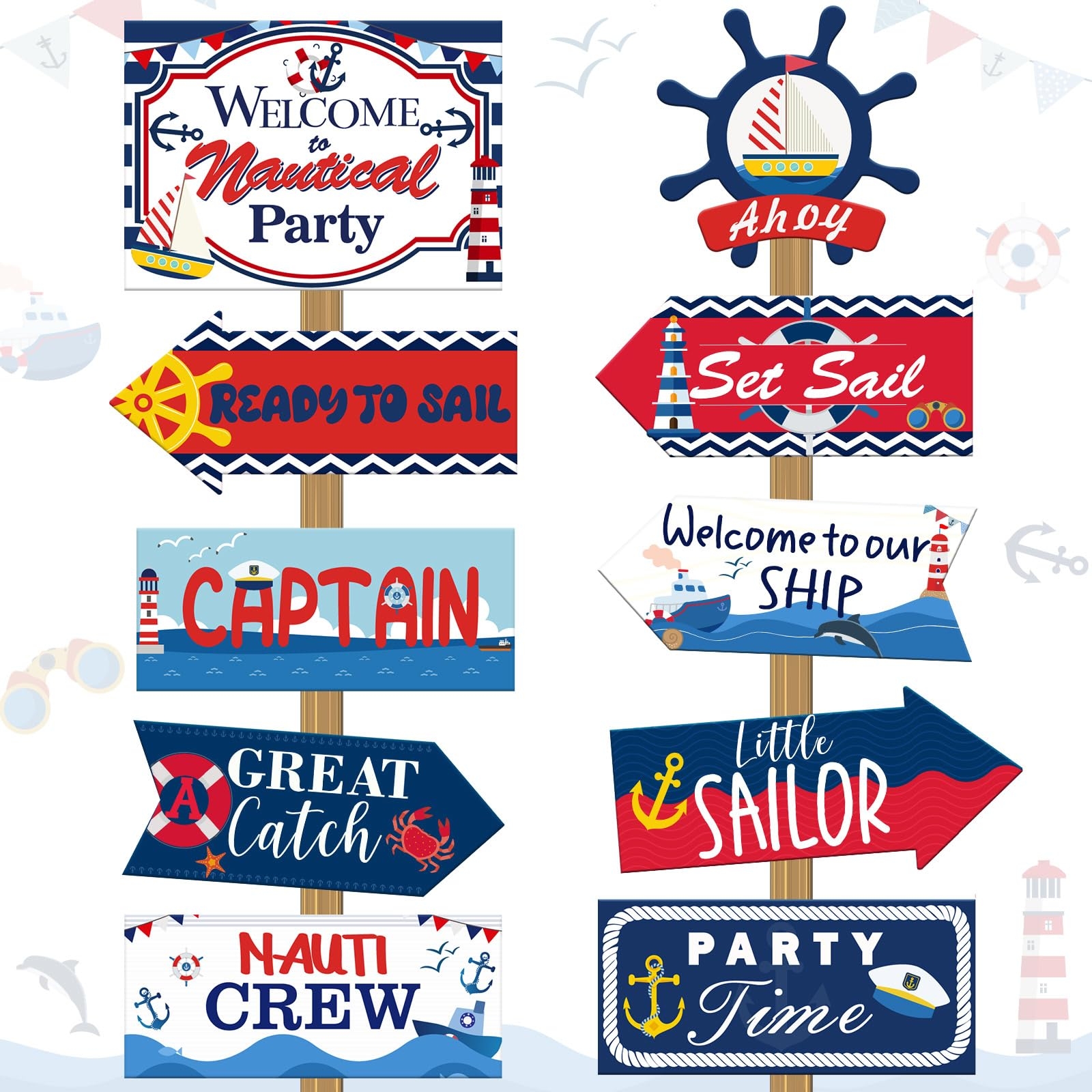 Amazon Cholemy 20 Pieces Nautical Party Directional Signs Nautical Party Decorations Welcome Yard Outdoor Wall Sign Party Supplies Photo Props Backdrop Decoration Party Decor Patio Lawn Garden