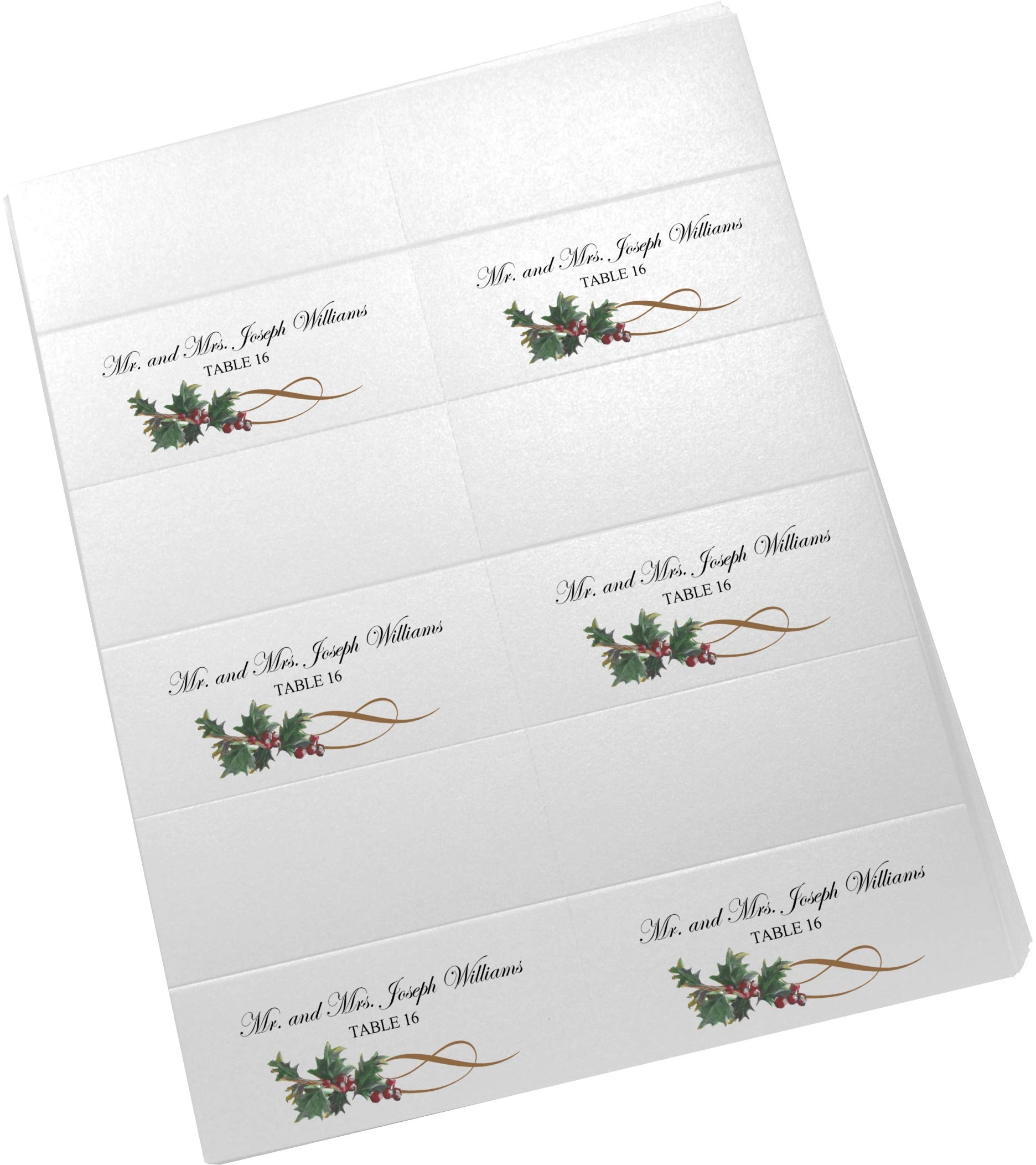 Amazon Christmas And Holiday Holly Swirl Printable Place Cards Set Of 60 10 Sheets Laser Inkjet Printers Wedding Party Dinner And Special Events Made In The USA Home Kitchen