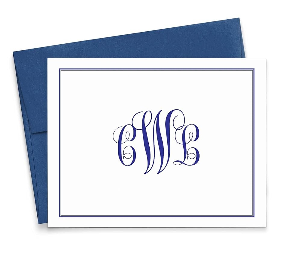Amazon Classic Monogram Stationary Set FOLDED NOTE CARDS Personalized Stationary Set Personalized Monogram Stationery Set Your Choice Of Colors And Quantity Handmade Products