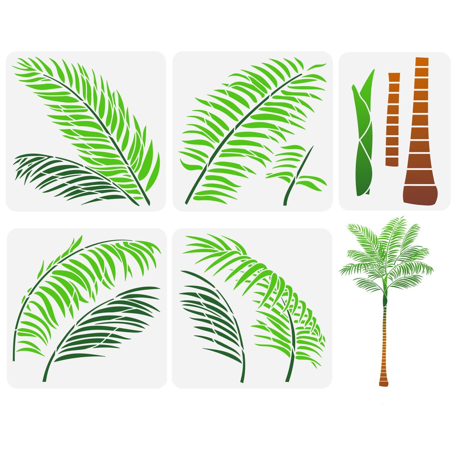 Amazon FINGERINSPIRE 5PCS Palm Tree Painting Stencil 2 Size Hollow Out Overlay Painting Templates Reusable Big Palm Tree Leaves Tree Trunk Drawing Stencils DIY Craft Decor For Wall Furniture Tiles 