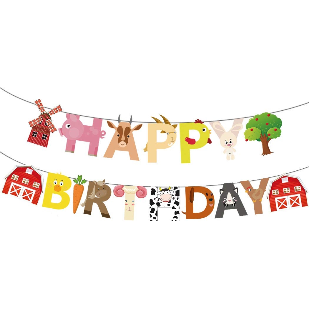 Amazon Finypa Farm Happy Birthday Party Banner Farm Animal Theme Baby Shower Party Banner For Animal Birthday Kids Birthday Farm Themed Happy Birthday Banner Birthday Decoration For 1st 2nd 3rd 4th Bday 