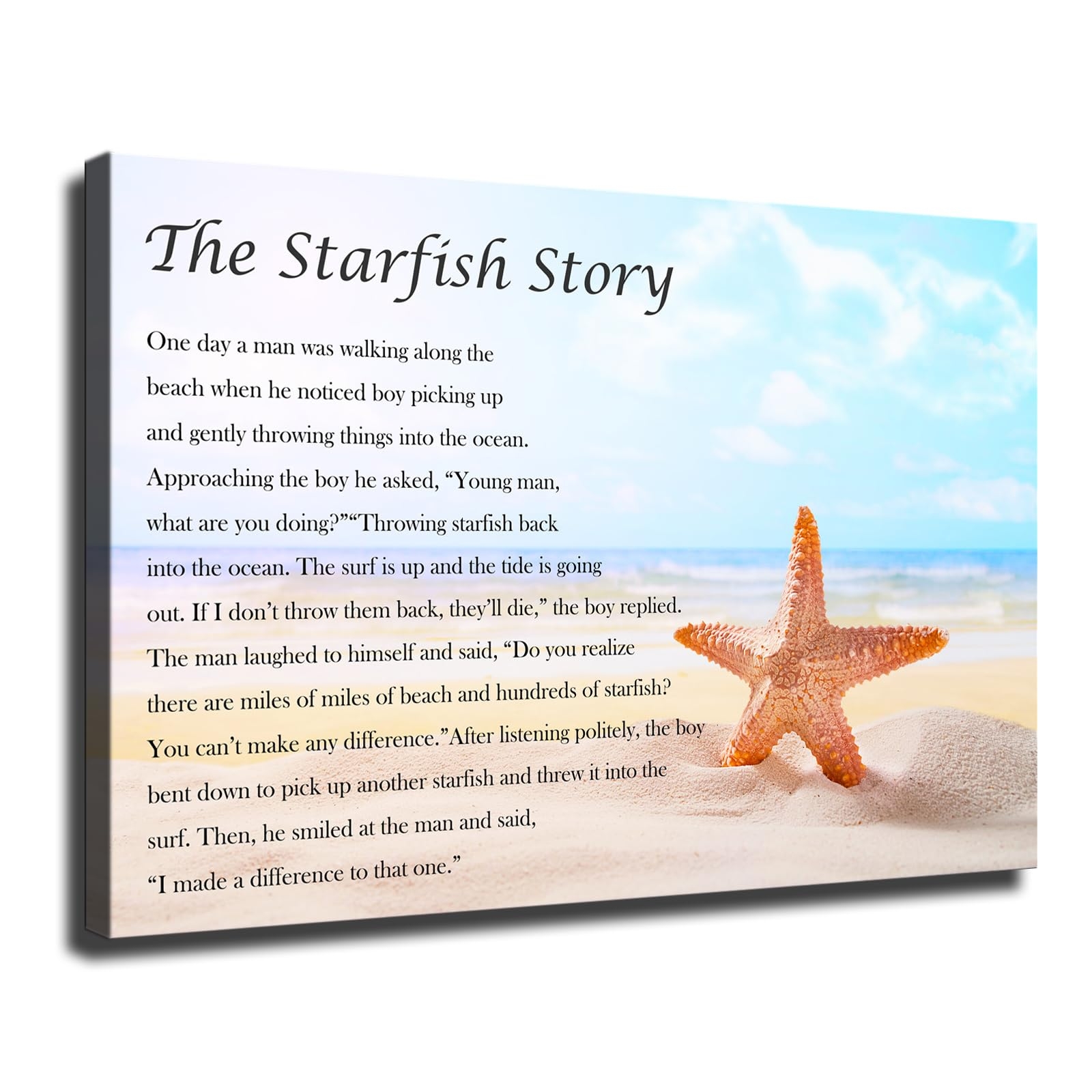 Amazon Generic Canvas Wall Art Starfish Story Quote Poster Inspirational Poster Wall Art For Living Room Bedroom Wall Art Printins Wall Decor 12x18inch Framed White Posters Prints